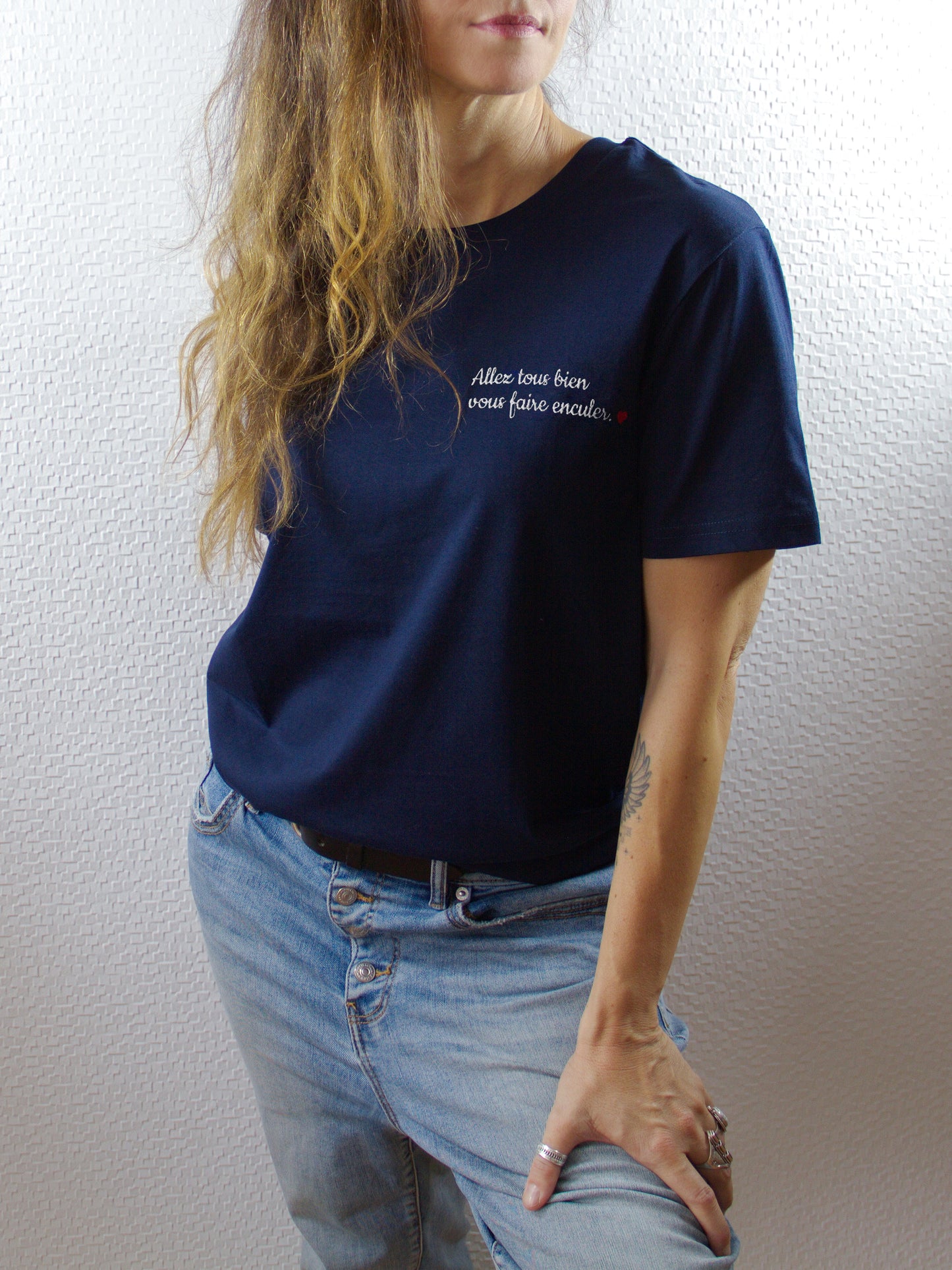 T-shirt bio unisexe : Allez tous bien vous faire enculer / Noir ou Bleu
