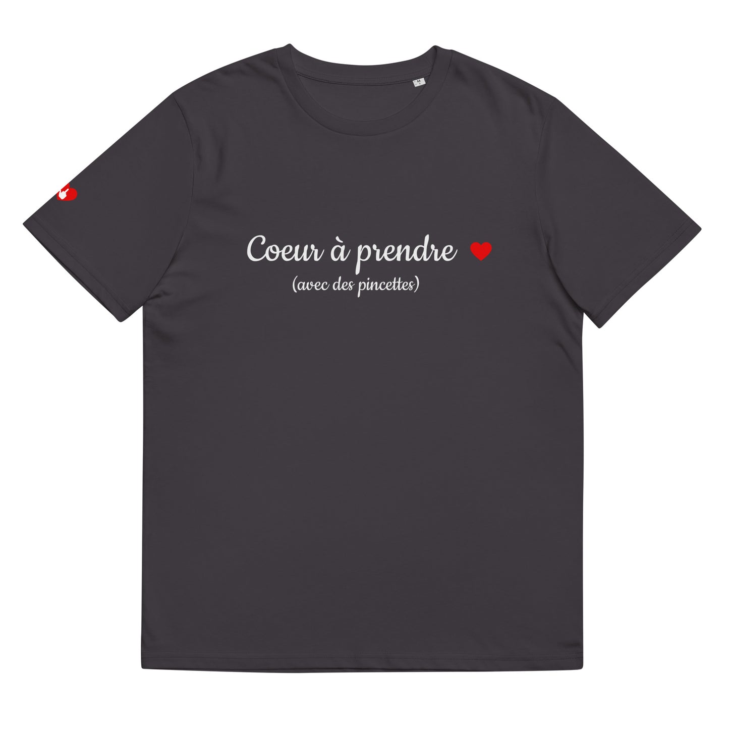 T-shirt bio unisexe : Cœur à prendre / tons foncés