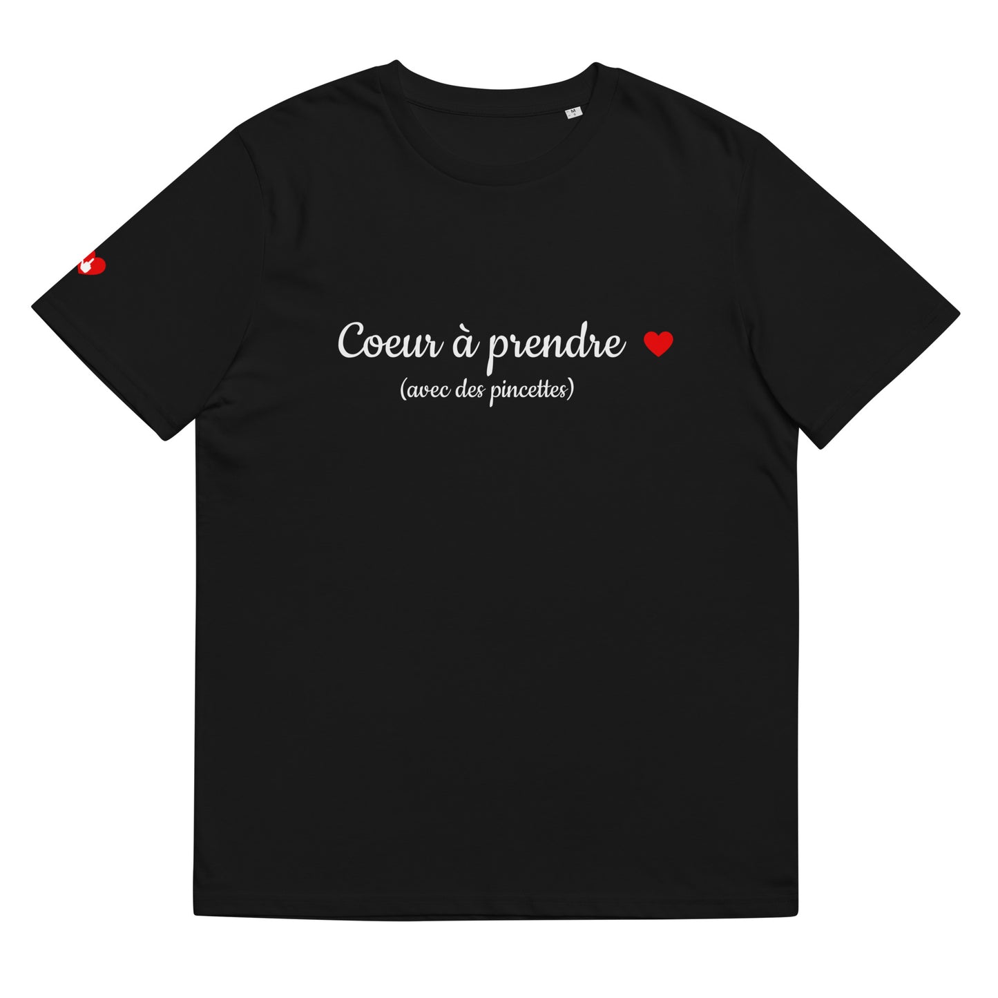 T-shirt bio unisexe : Cœur à prendre / tons foncés