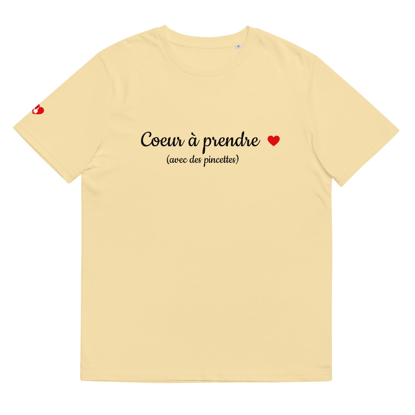 T-shirt bio unisexe : Cœur à prendre / tons clairs