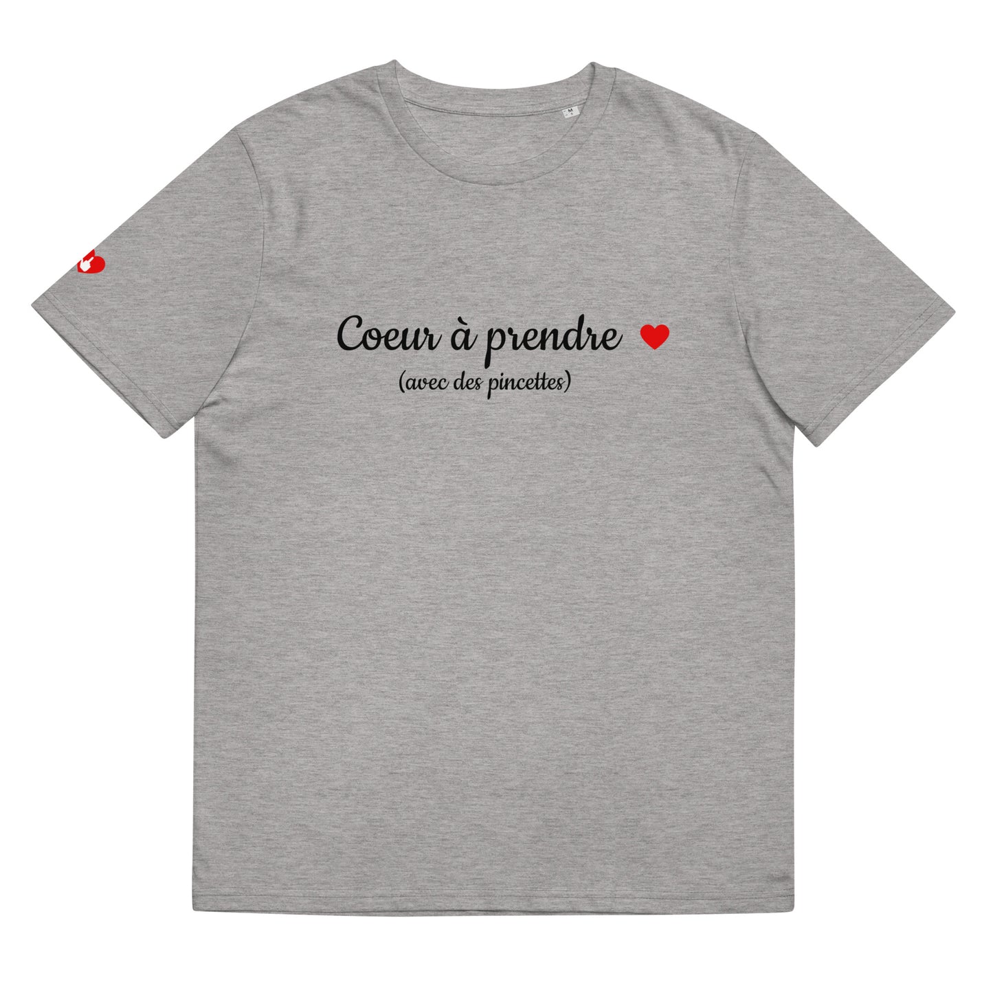 T-shirt bio unisexe : Cœur à prendre / tons clairs