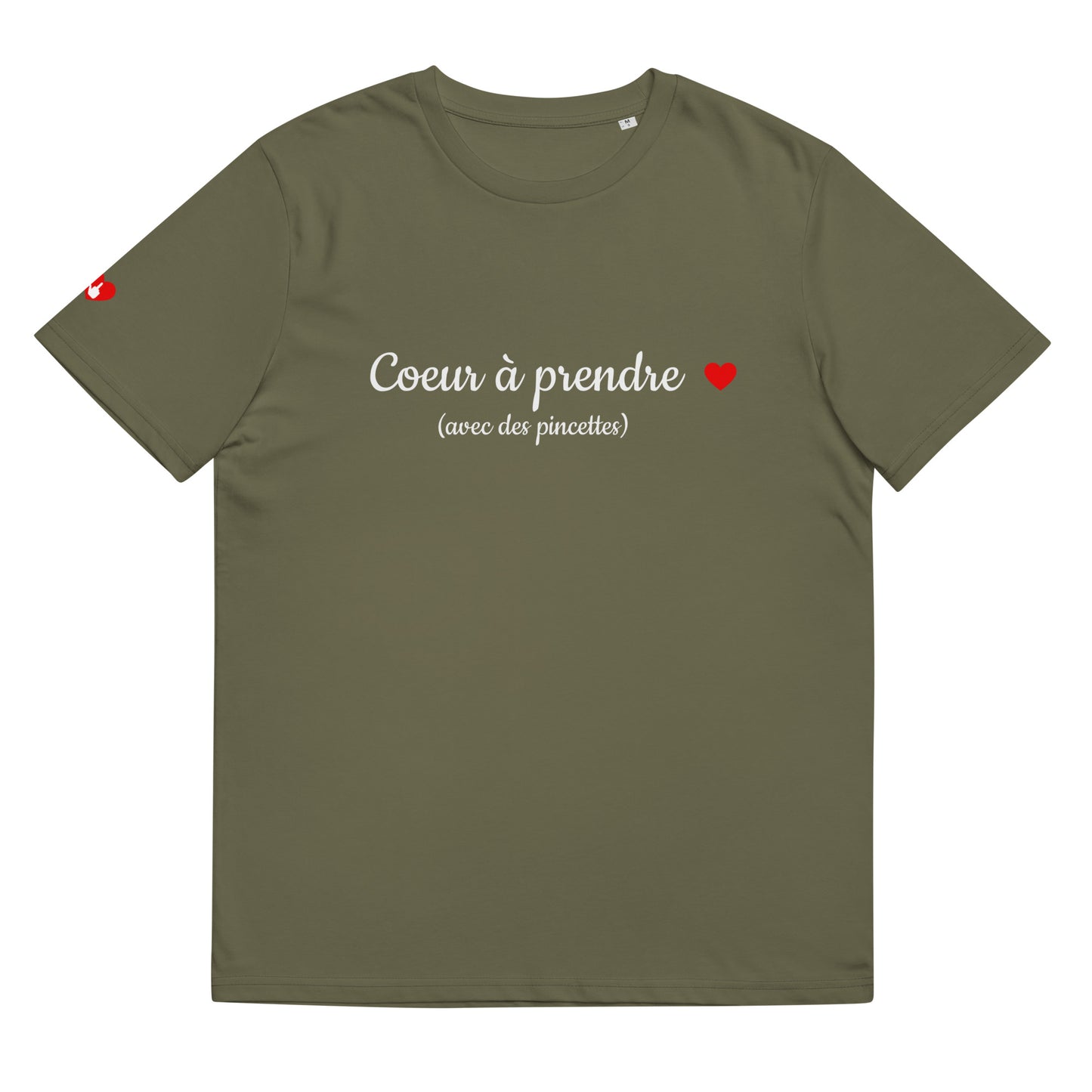 T-shirt bio unisexe : Cœur à prendre / tons foncés