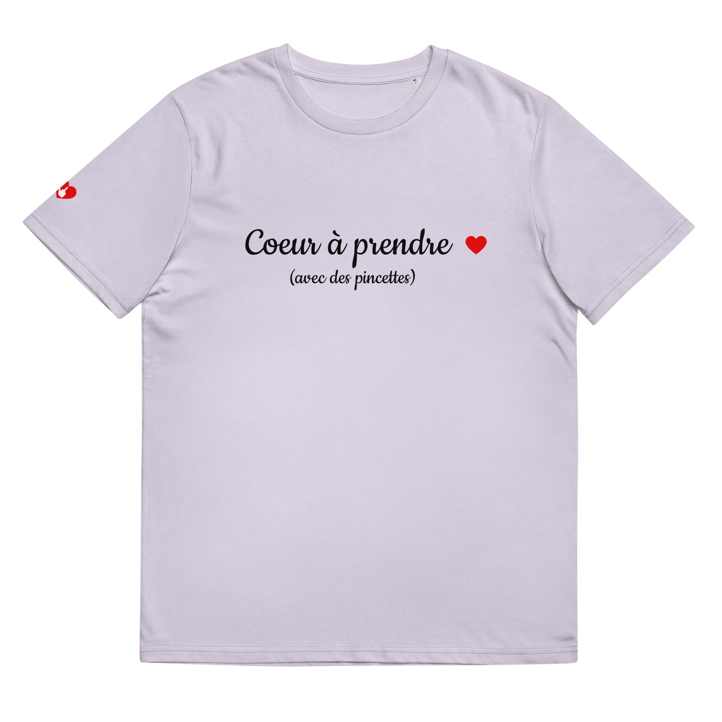 T-shirt bio unisexe : Cœur à prendre / tons clairs