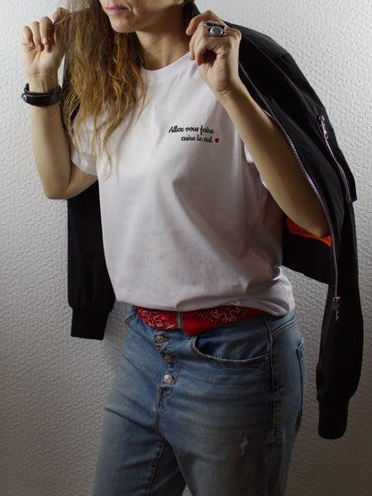 T-shirt bio unisexe : Allez vous faire cuire le cul / Blanc ou Gris