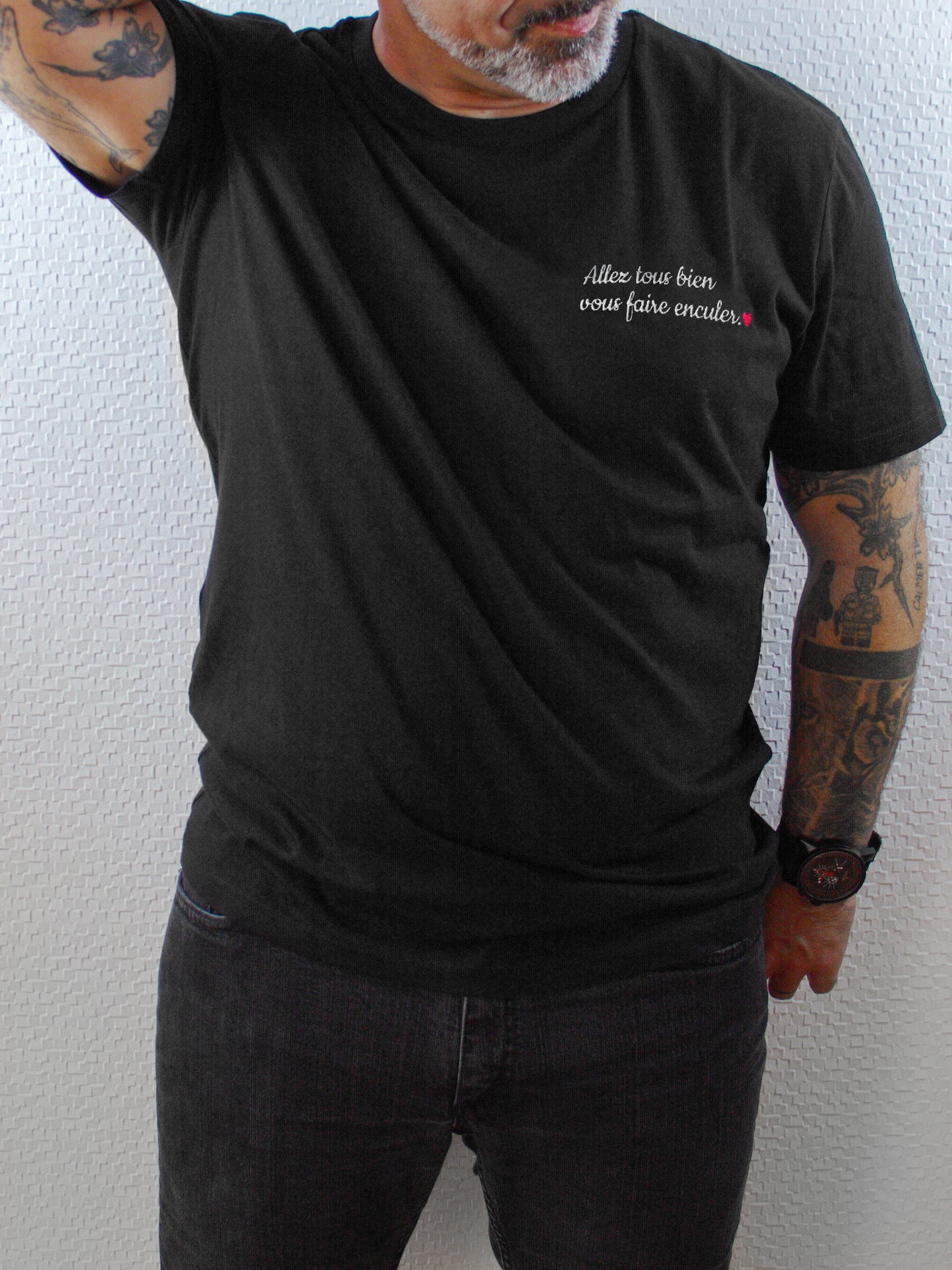 T-shirt bio unisexe : Allez tous bien vous faire enculer / Noir ou Bleu