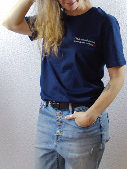 T-shirt bio unisexe : C'était une belle journée / Noir ou Bleu