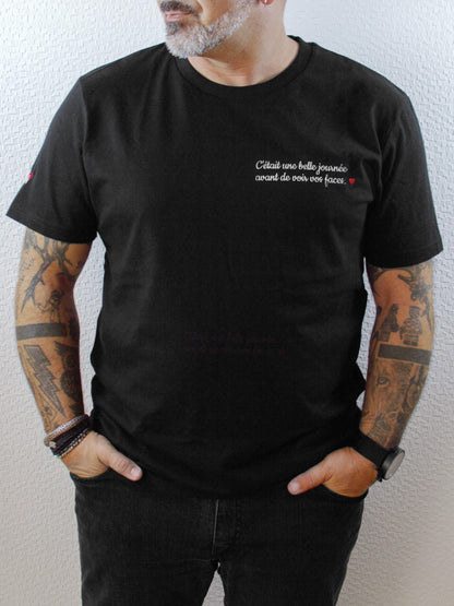 T-shirt bio unisexe : C'était une belle journée / Noir ou Bleu