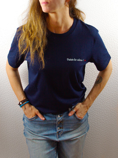 T-shirt bio unisexe : Putain les relous / Noir ou Bleu