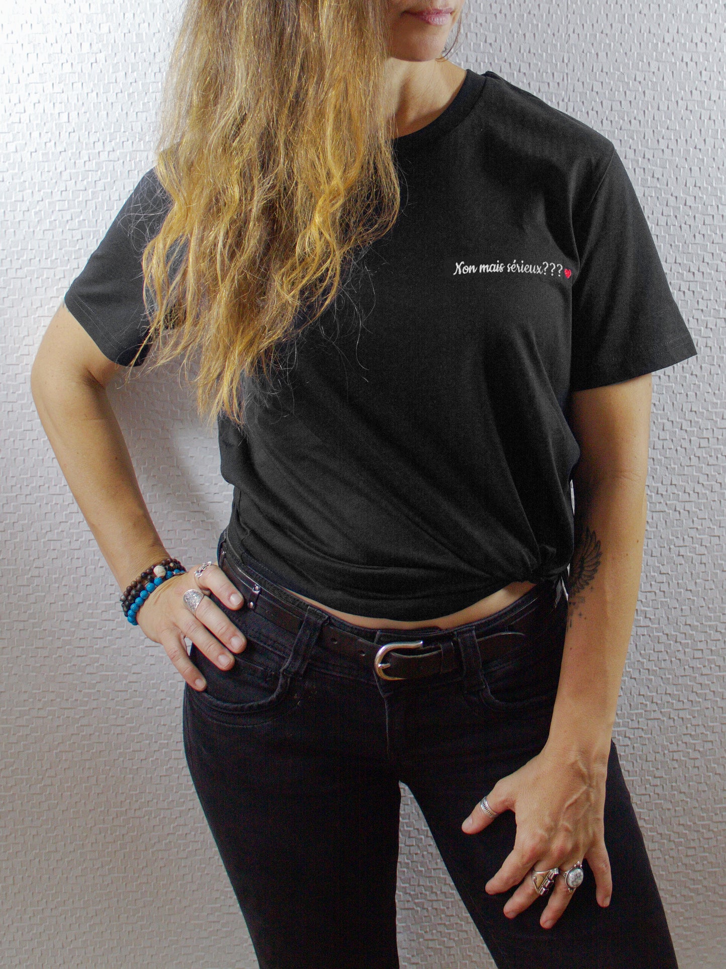 T-shirt bio unisexe : Non mais sérieux ??? / Noir ou Bleu