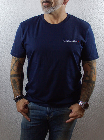 T-shirt bio unisexe : Doigt du milieu / Noir ou Bleu