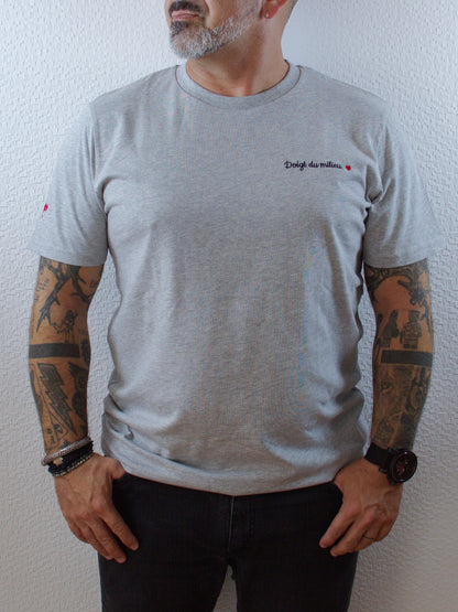 T-shirt bio unisexe : Doigt du milieu / Blanc ou Gris
