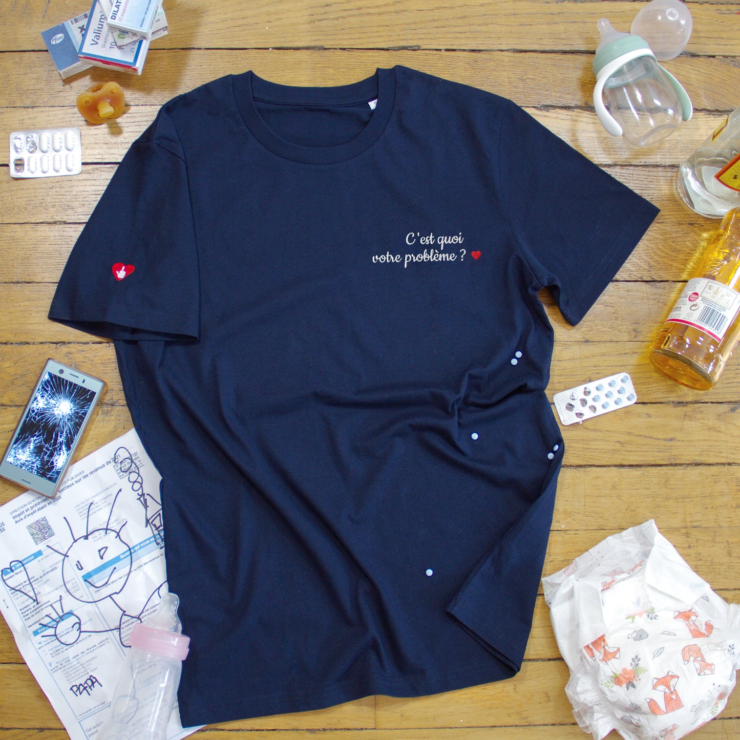 T-shirt bio unisexe : C'est quoi votre problème ? / Noir ou Bleu
