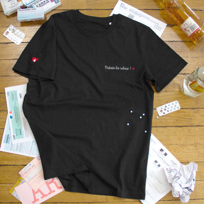 T-shirt bio unisexe : Putain les relous / Noir ou Bleu