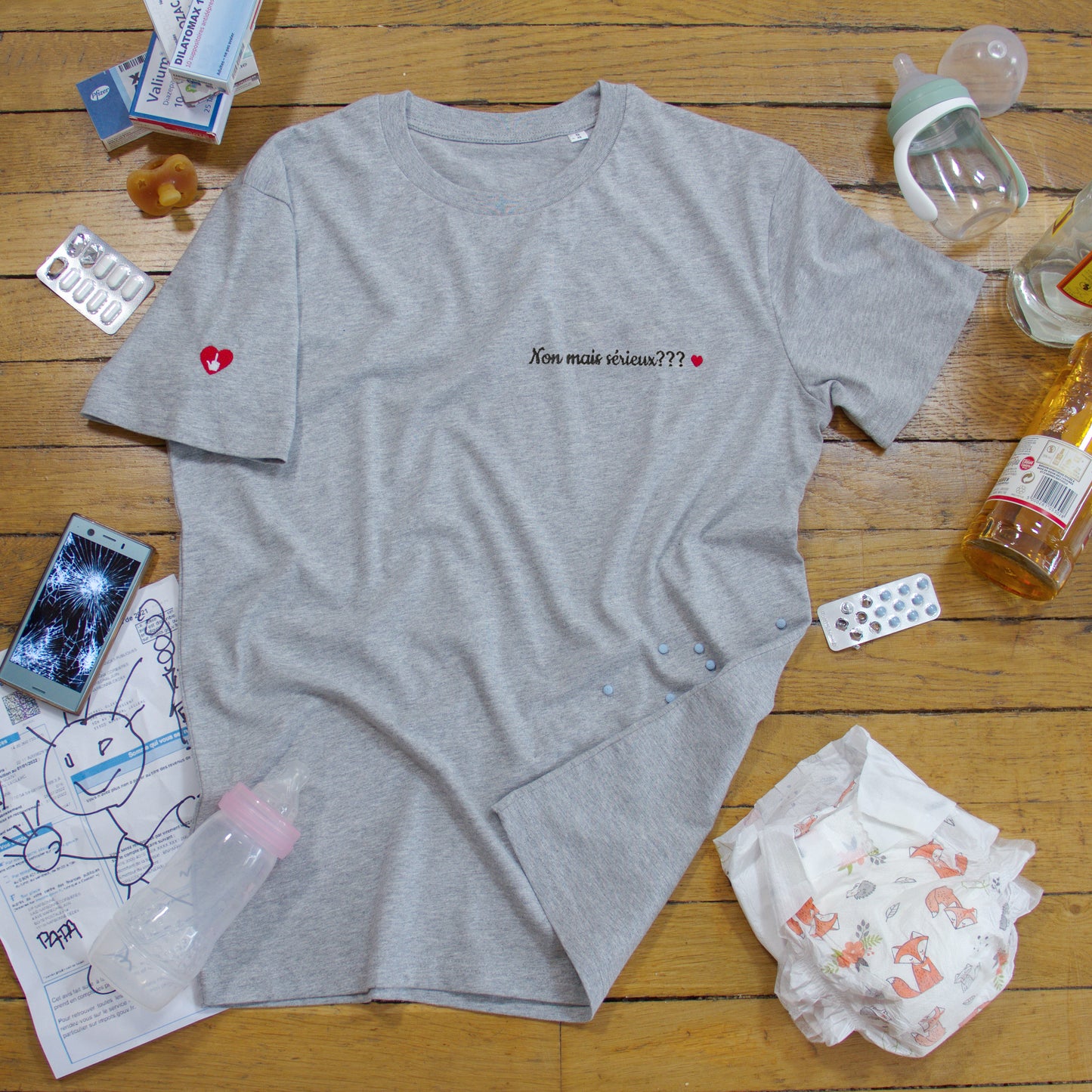 T-shirt bio unisexe : Non mais sérieux ??? / Blanc ou Gris