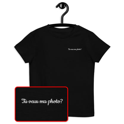 T-shirt kids bio TU VEUX MA PHOTO ? / Noir, Bleu Marine ou Bleu Océan