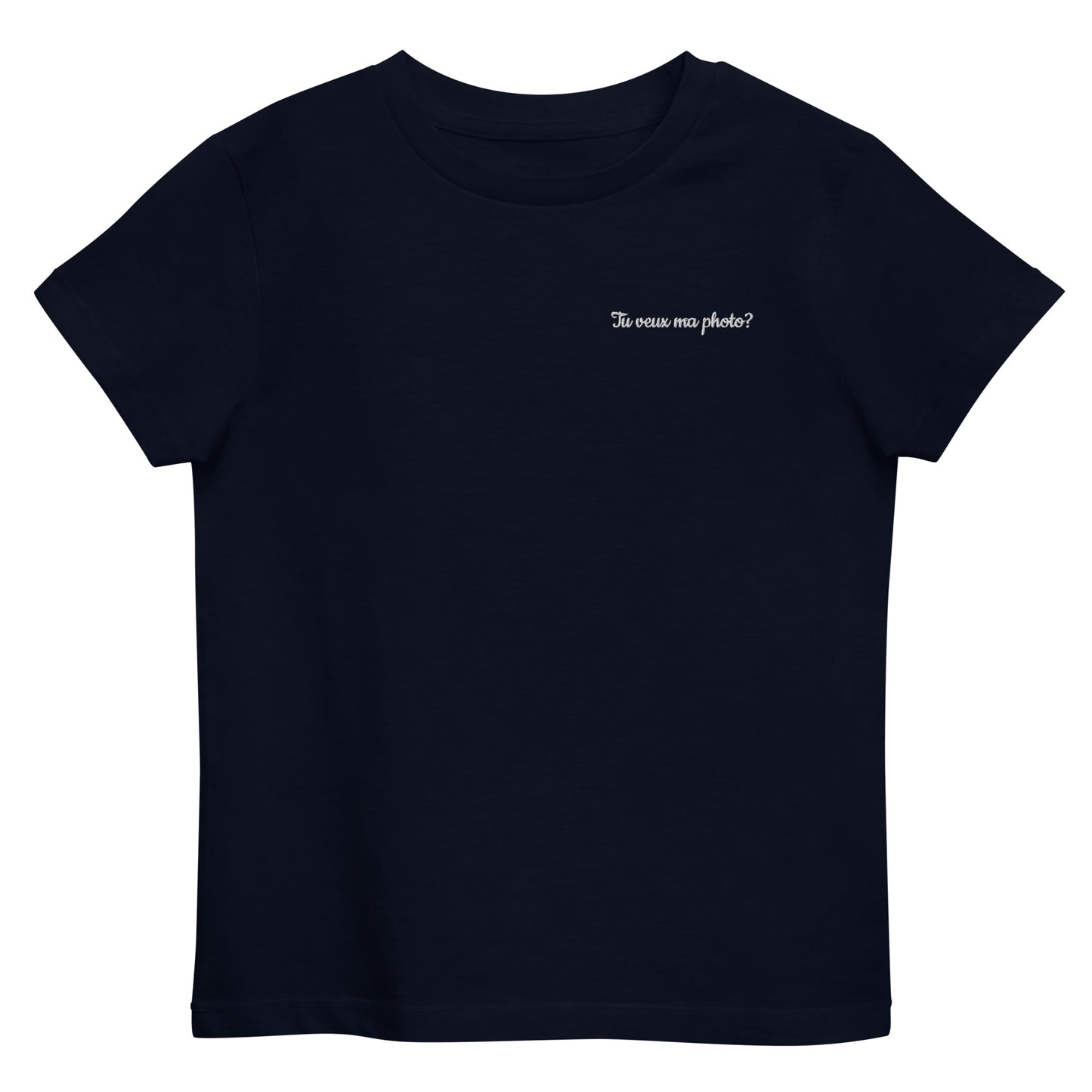 T-shirt kids bio TU VEUX MA PHOTO ? / Noir, Bleu Marine ou Bleu Océan