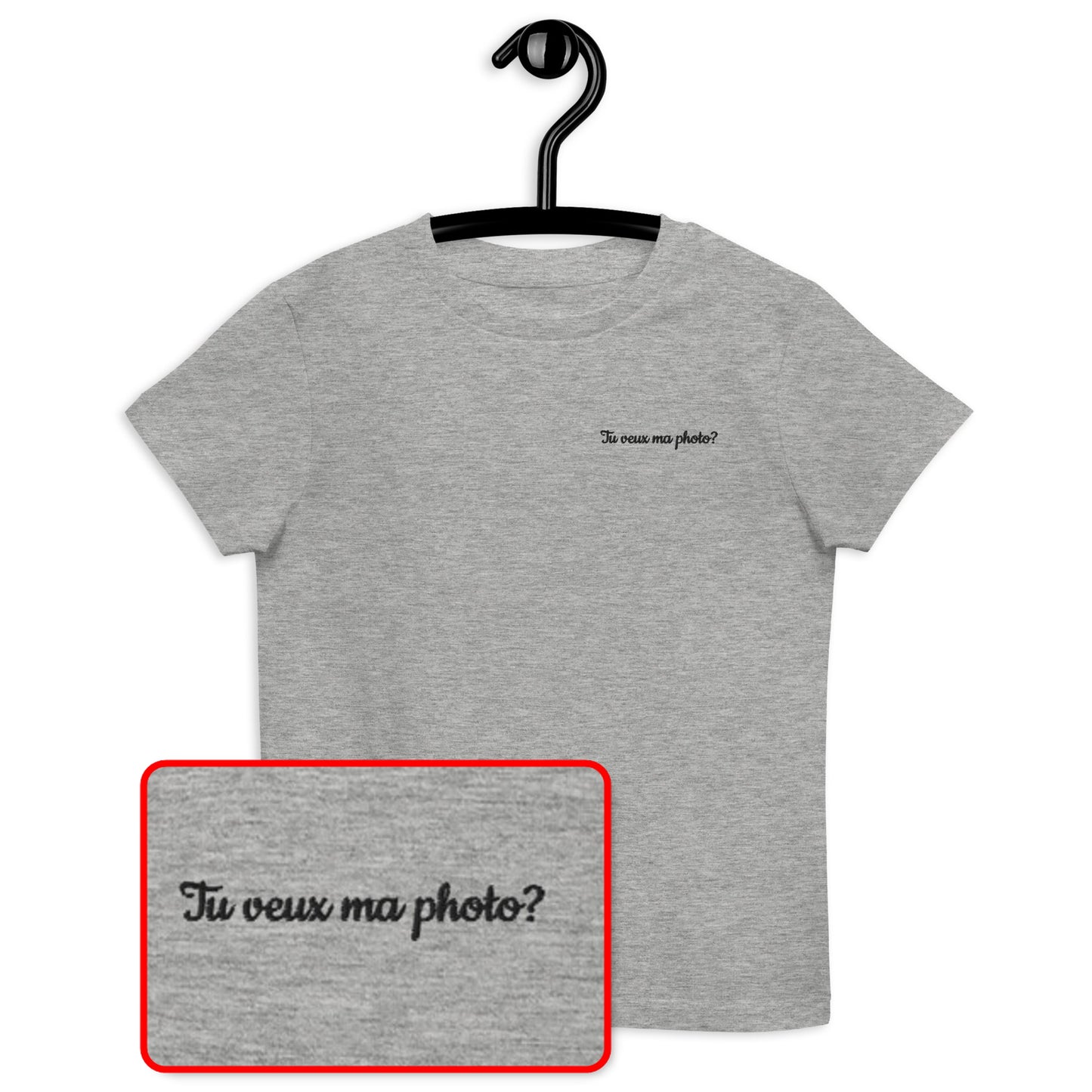 T-shirt kids bio TU VEUX MA PHOTO ? / Blanc ou gris