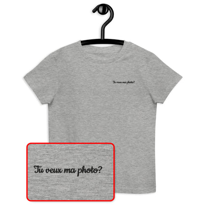 T-shirt kids bio TU VEUX MA PHOTO ? / Blanc ou gris
