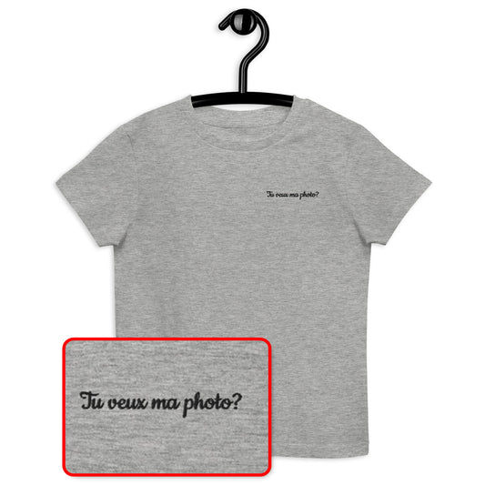 T-shirt kids bio TU VEUX MA PHOTO ? / Blanc ou gris