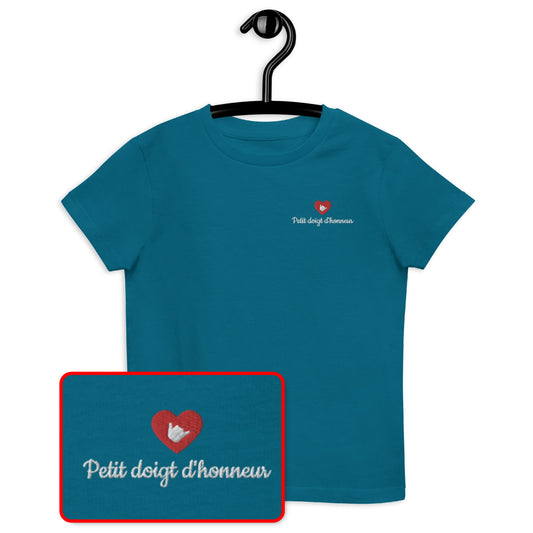 T-shirt kids bio PETIT DOIGT D'HONNEUR / Noir, Bleu Marine ou Bleu Océan