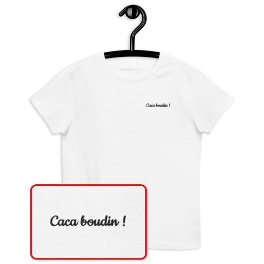 T-shirt kids bio CACA BOUDIN ! Blanc ou Gris