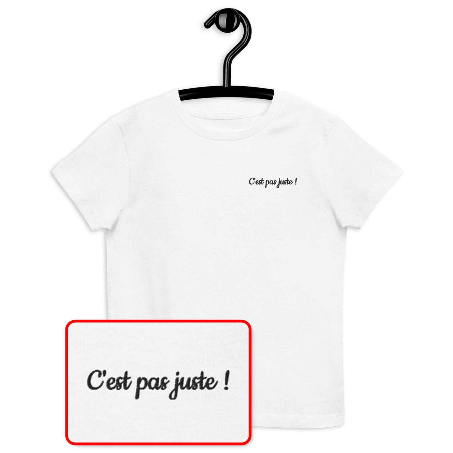 T-shirt kids bio C'EST PAS JUSTE ! / Blanc ou Gris