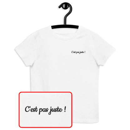 T-shirt kids bio C'EST PAS JUSTE ! / Blanc ou Gris