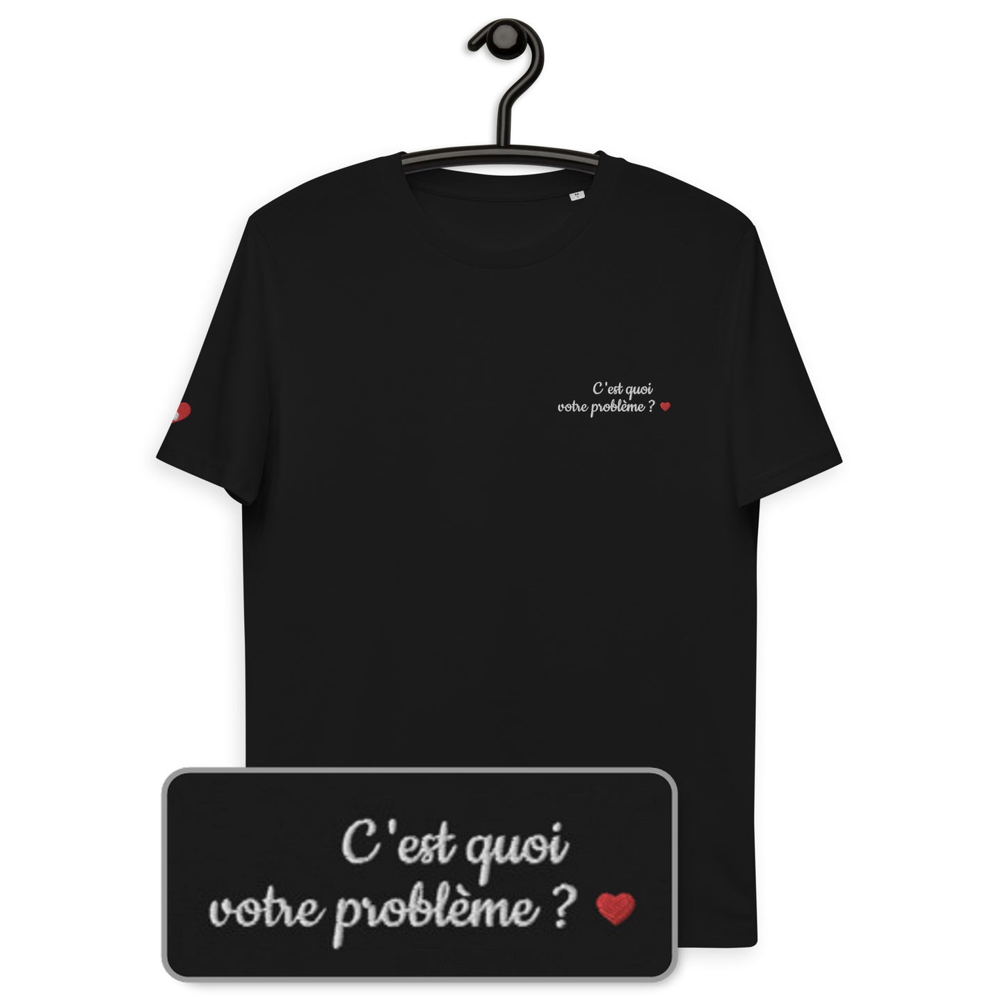 T-shirt bio unisexe : C'est quoi votre problème ? / Noir ou Bleu