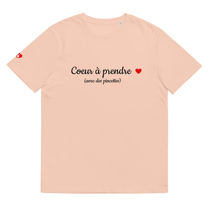 T-shirt bio unisexe : Cœur à prendre / tons clairs