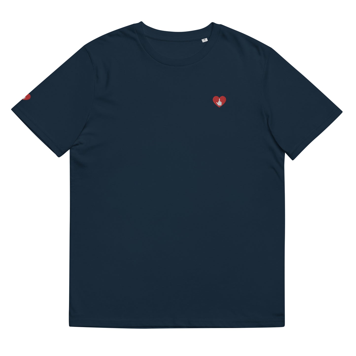 T-shirt bio unisexe : LOGO COEUR DITES-LE AVEC DES FUCKS / Noir ou Bleu