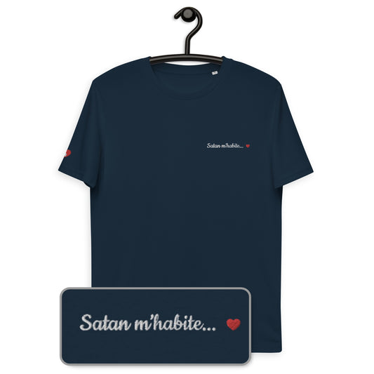 T-shirt bio unisexe : Satan m'habite... / Noir ou Bleu