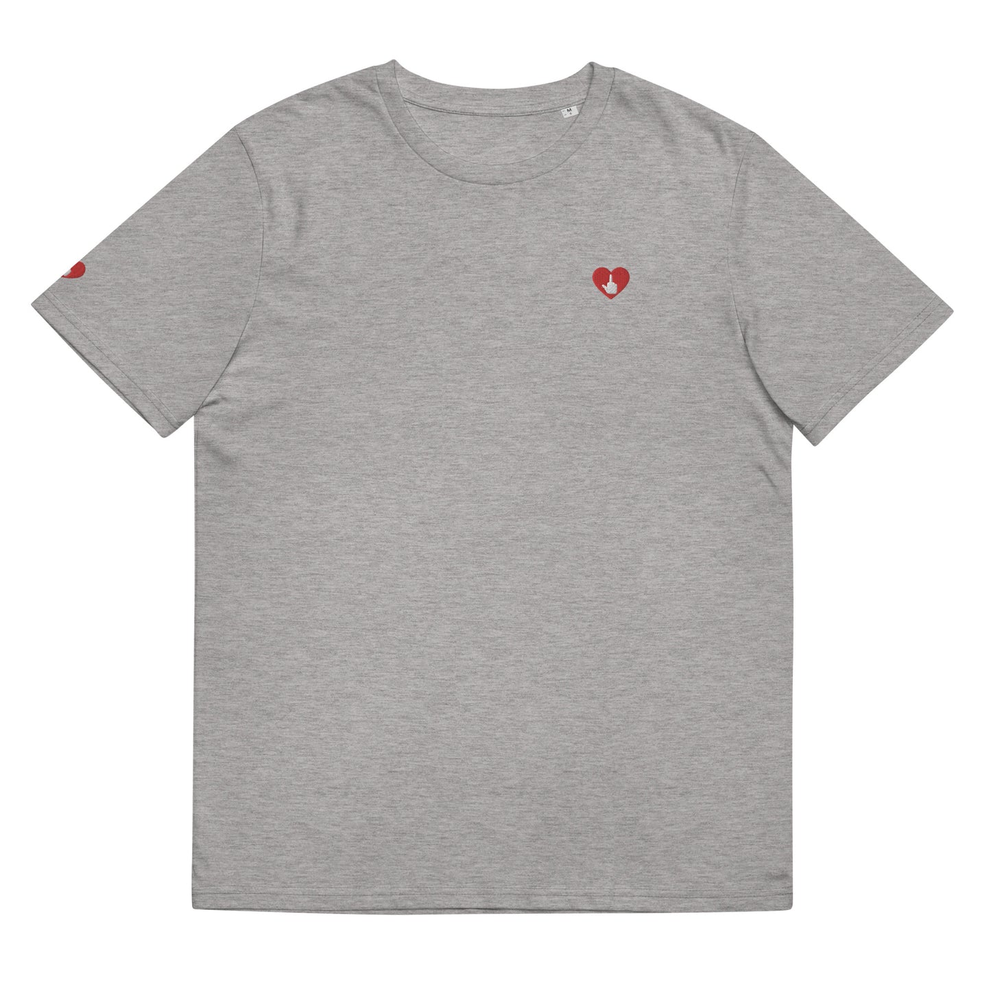 T-shirt bio unisexe : LOGO COEUR DITES-LE AVEC DES FUCKS / Blanc ou Gris