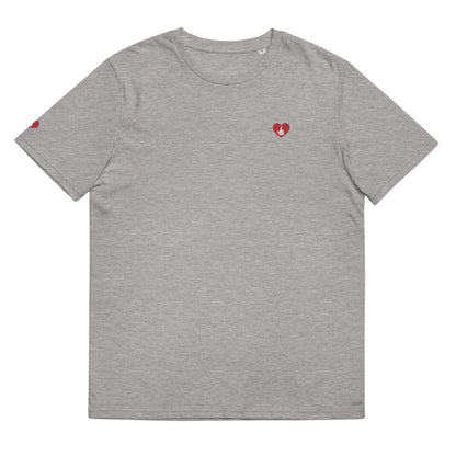 T-shirt bio unisexe : LOGO COEUR DITES-LE AVEC DES FUCKS / Blanc ou Gris