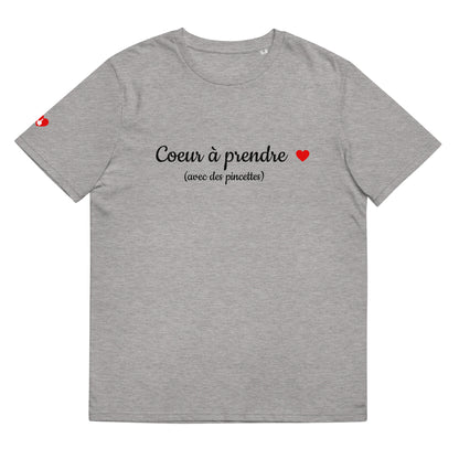 T-shirt bio unisexe : Cœur à prendre / tons clairs