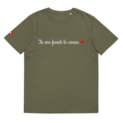 T-shirt bio unisexe : Tu me fends le coeur / tons foncés