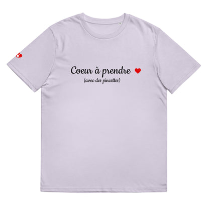 T-shirt bio unisexe : Cœur à prendre / tons clairs