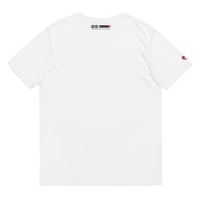 T-shirt bio unisexe : LOGO COEUR DITES-LE AVEC DES FUCKS / Blanc ou Gris