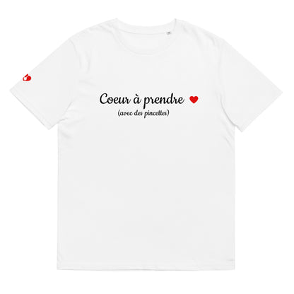 T-shirt bio unisexe : Cœur à prendre / tons clairs